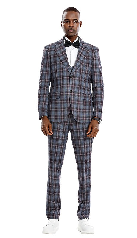 Tazzio Mens Suit-M373SK-04-MAROON GREY
