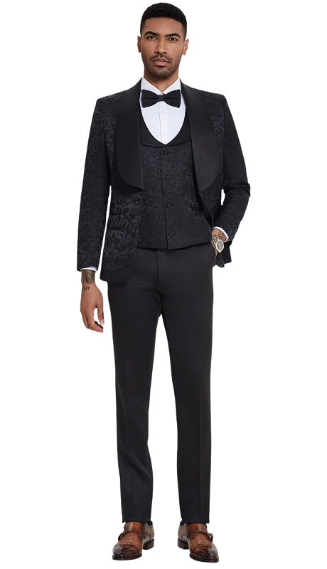 Tazzio Mens Suit-M408SK-02-Black