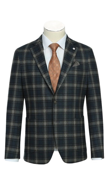 Pellagio Mens Blazer PF23-12-NAVY-BRN