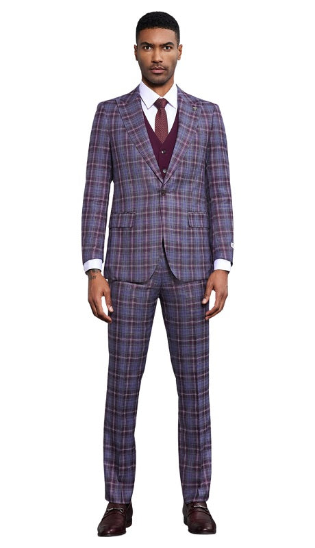 Stacy Adams SM177H1-25-WINE-GRY Mens Suit