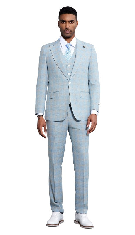 Stacy Adams SM182H1-02-BABY-BLUE Mens Suit