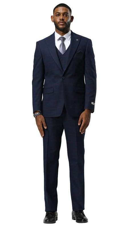 Stacy Adams SM187H1-05-NAVY Mens Suit