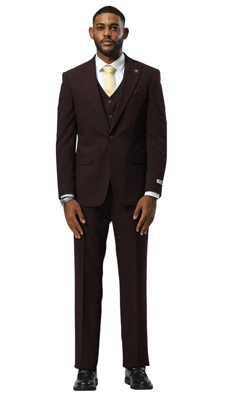 Stacy Adams SM189H1-03-BURG Mens Suit